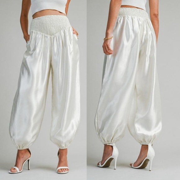 SNOW WHITE Chic Satin Women's Wide Leg Pants